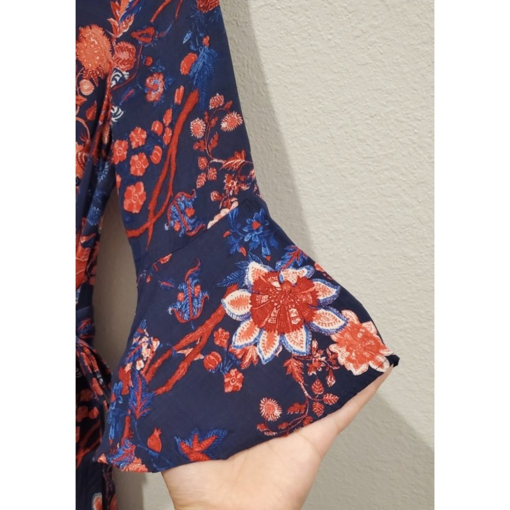 SPRINGFIELD Navy Floral Wrap Mini Dress - Picture 3 of 5